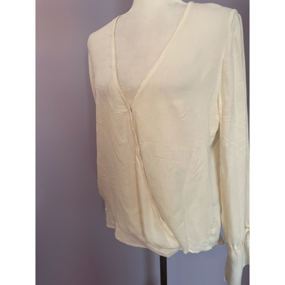 Anthropologie Ella Moss Ivory wrap blouse - Picture 2 of 5